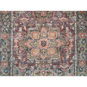 2'8"X23'10" Sangria Red, Hand Knotted, Pure Wool, Natural Dyes, Heriz Revival, Plush and Lush Soft Pile, XL Runner Oriental Rug FWR395334