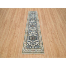 Load image into Gallery viewer, 2&#39;6&quot;x11&#39;8&quot; Winter White, Pure Wool, Thick And Plush Soft Pile,  Hand Knotted, Reimagined Persian Viss Design, Runner Oriental Rug FWR395358