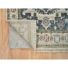 Load image into Gallery viewer, 2&#39;6&quot;x11&#39;8&quot; Winter White, Pure Wool, Thick And Plush Soft Pile,  Hand Knotted, Reimagined Persian Viss Design, Runner Oriental Rug FWR395358