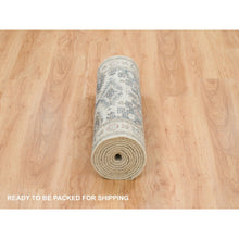 Load image into Gallery viewer, 2&#39;6&quot;x11&#39;8&quot; Winter White, Pure Wool, Thick And Plush Soft Pile,  Hand Knotted, Reimagined Persian Viss Design, Runner Oriental Rug FWR395358