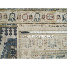 Load image into Gallery viewer, 2&#39;6&quot;x11&#39;8&quot; Winter White, Pure Wool, Thick And Plush Soft Pile,  Hand Knotted, Reimagined Persian Viss Design, Runner Oriental Rug FWR395358