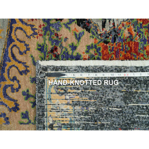 9'2"x12' Metallic Orange, Hand Knotted, Ancient Ottoman Erased Design, Ghazni Wool, Oriental Rug FWR395376