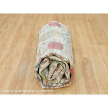 Load image into Gallery viewer, 10&#39;2&quot;x10&#39;2&quot; Ivory, Tabriz Vase with Flower Design, Silk with Textured Wool, Hand Knotted, Square Oriental Rug FWR395394