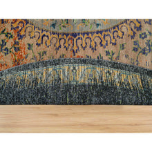 Load image into Gallery viewer, 12&#39;1&quot;x12&#39;1&quot; Metallic Orange, Ancient Ottoman Erased Design, Ghazni Wool, Hand Knotted, Round Oriental Rug FWR395400