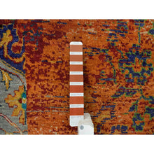 Load image into Gallery viewer, 12&#39;1&quot;x12&#39;1&quot; Metallic Orange, Ancient Ottoman Erased Design, Ghazni Wool, Hand Knotted, Round Oriental Rug FWR395400