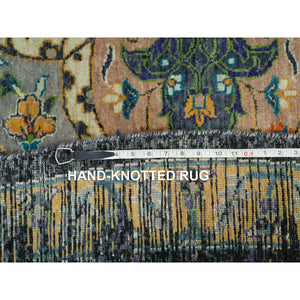 12'1"x12'1" Metallic Orange, Ancient Ottoman Erased Design, Ghazni Wool, Hand Knotted, Round Oriental Rug FWR395400