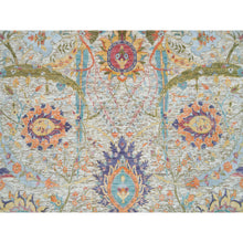 Load image into Gallery viewer, 8&#39;x10&#39;4&quot; Tan Color, Sickle Leaf Design, Silk With Textured Wool, Hand Knotted, Oriental Rug FWR395412