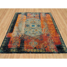 Load image into Gallery viewer, 8&#39;1&quot;x8&#39;1&quot; Metallic Orange, Hand Knotted, Ancient Ottoman Erased Design, Ghazni Wool, Square Oriental Rug FWR395418