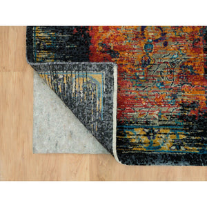 8'1"x8'1" Metallic Orange, Hand Knotted, Ancient Ottoman Erased Design, Ghazni Wool, Square Oriental Rug FWR395418
