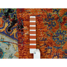 Load image into Gallery viewer, 10&#39;2&quot;x10&#39;2&quot; Metallic Orange, Ghazni Wool, Hand Knotted, Ancient Ottoman Erased Design, Square Oriental Rug FWR395424
