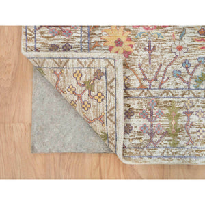 4'3"x10' Taupe, Directional Vase All Over Design, Silk With Textured Wool, Hand Knotted, Wide Runner Oriental Rug FWR395472
