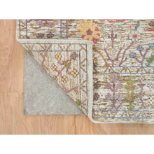 Load image into Gallery viewer, 4&#39;3&quot;x10&#39; Taupe, Directional Vase All Over Design, Silk With Textured Wool, Hand Knotted, Wide Runner Oriental Rug FWR395472