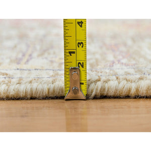 4'3"x10' Taupe, Directional Vase All Over Design, Silk With Textured Wool, Hand Knotted, Wide Runner Oriental Rug FWR395472