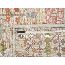 Load image into Gallery viewer, 4&#39;3&quot;x10&#39; Taupe, Directional Vase All Over Design, Silk With Textured Wool, Hand Knotted, Wide Runner Oriental Rug FWR395472