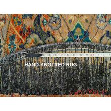 Load image into Gallery viewer, 6&#39;1&quot;x6&#39;1&quot; Misty Gray, 100% Wool, Afghan Angora Oushak with Geometric Leaf Design, Hand Knotted, Veggie Dyes, Square, Oriental Rug FWR121212