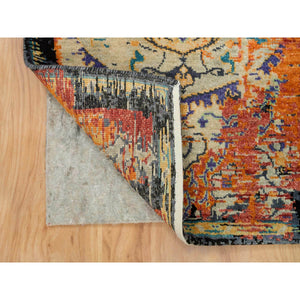 2'2"x3'1" Metallic Orange, Hand Knotted, Ancient Ottoman Erased Design, Ghazni Wool, Mat Oriental Rug FWR395508