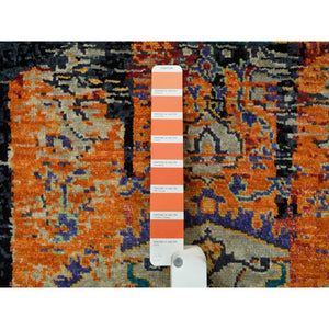 2'2"x3'1" Metallic Orange, Hand Knotted, Ancient Ottoman Erased Design, Ghazni Wool, Mat Oriental Rug FWR395508