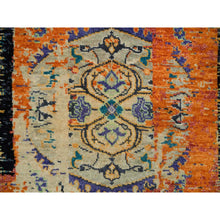 Load image into Gallery viewer, 2&#39;2&quot;x3&#39;1&quot; Metallic Orange, Hand Knotted, Ancient Ottoman Erased Design, Ghazni Wool, Mat Oriental Rug FWR395508