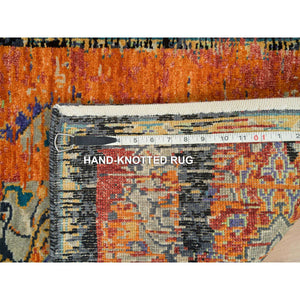 2'2"x3'1" Metallic Orange, Hand Knotted, Ancient Ottoman Erased Design, Ghazni Wool, Mat Oriental Rug FWR395508