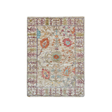 Load image into Gallery viewer, 2&#39;2&quot;x3&#39;1&quot; Taupe, Directional Vase All Over Design, Silk with Textured Wool, Hand Knotted, Mat Oriental Rug FWR395538