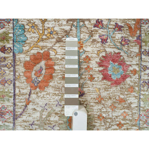 2'2"x3'1" Taupe, Directional Vase All Over Design, Silk with Textured Wool, Hand Knotted, Mat Oriental Rug FWR395538