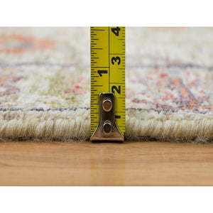 2'2"x3'1" Taupe, Directional Vase All Over Design, Silk with Textured Wool, Hand Knotted, Mat Oriental Rug FWR395538