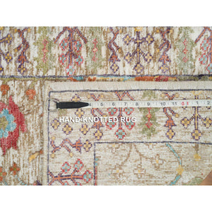 2'2"x3'1" Taupe, Directional Vase All Over Design, Silk with Textured Wool, Hand Knotted, Mat Oriental Rug FWR395538