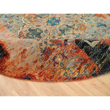 Load image into Gallery viewer, 10&#39;x10&#39; Metallic Orange, Ancient Ottoman Erased Design, Ghazni Wool, Hand Knotted, Round Oriental Rug FWR395544