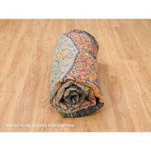 Load image into Gallery viewer, 10&#39;x10&#39; Metallic Orange, Ancient Ottoman Erased Design, Ghazni Wool, Hand Knotted, Round Oriental Rug FWR395544