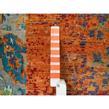 Load image into Gallery viewer, 14&#39;x14&#39; Metallic Orange, Hand Knotted, Ancient Ottoman Erased Design, Ghazni Wool, Round Oriental Rug FWR395550