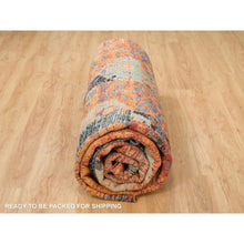 Load image into Gallery viewer, 14&#39;x14&#39; Metallic Orange, Hand Knotted, Ancient Ottoman Erased Design, Ghazni Wool, Round Oriental Rug FWR395550