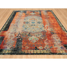 Load image into Gallery viewer, 12&#39;1&quot;x12&#39;1&quot; Metallic Orange, Ghazni Wool, Hand Knotted, Ancient Ottoman Erased Design, Square Oriental Rug FWR395556