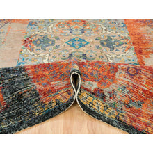 Load image into Gallery viewer, 12&#39;1&quot;x12&#39;1&quot; Metallic Orange, Ghazni Wool, Hand Knotted, Ancient Ottoman Erased Design, Square Oriental Rug FWR395556
