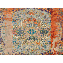 Load image into Gallery viewer, 12&#39;1&quot;x12&#39;1&quot; Metallic Orange, Ghazni Wool, Hand Knotted, Ancient Ottoman Erased Design, Square Oriental Rug FWR395556