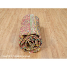 Load image into Gallery viewer, 14&#39;x14&#39; Fire Brick Red, Hand Knotted, Antiqued Oushak Reimagined Repetitive Star And Rosette Design, Sheared Low, Soft Wool, Square Oriental Rug FWR395568