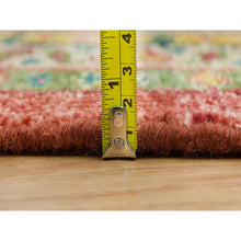 Load image into Gallery viewer, 14&#39;x14&#39; Fire Brick Red, Hand Knotted, Antiqued Oushak Reimagined Repetitive Star And Rosette Design, Sheared Low, Soft Wool, Square Oriental Rug FWR395568