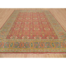 Load image into Gallery viewer, 14&#39;x16&#39;5&quot; Fire Brick Red, Sheared Low, 100% Wool, Hand Knotted, Antiqued Oushak Reimagined Repetitive Star And Rosette Design, Oversized Oriental Rug FWR395580