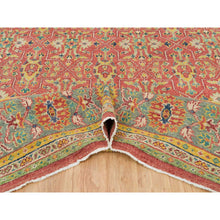 Load image into Gallery viewer, 14&#39;x16&#39;5&quot; Fire Brick Red, Sheared Low, 100% Wool, Hand Knotted, Antiqued Oushak Reimagined Repetitive Star And Rosette Design, Oversized Oriental Rug FWR395580