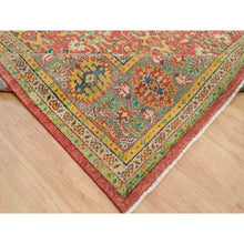 Load image into Gallery viewer, 14&#39;x16&#39;5&quot; Fire Brick Red, Sheared Low, 100% Wool, Hand Knotted, Antiqued Oushak Reimagined Repetitive Star And Rosette Design, Oversized Oriental Rug FWR395580