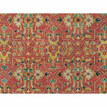 Load image into Gallery viewer, 14&#39;x16&#39;5&quot; Fire Brick Red, Sheared Low, 100% Wool, Hand Knotted, Antiqued Oushak Reimagined Repetitive Star And Rosette Design, Oversized Oriental Rug FWR395580