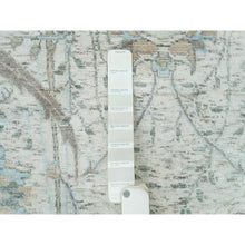 Load image into Gallery viewer, 5&#39;x5&#39; Ivory, Hand Knotted, Sickle Leaf Design, Soft Pile, Silk With Textured Wool, Round Oriental Rug FWR395604