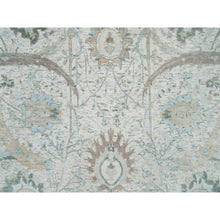 Load image into Gallery viewer, 5&#39;x5&#39; Ivory, Hand Knotted, Sickle Leaf Design, Soft Pile, Silk With Textured Wool, Round Oriental Rug FWR395604