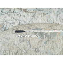 Load image into Gallery viewer, 5&#39;x5&#39; Ivory, Hand Knotted, Sickle Leaf Design, Soft Pile, Silk With Textured Wool, Round Oriental Rug FWR395604