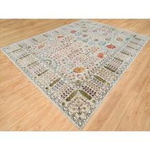 Load image into Gallery viewer, 12&#39;1&quot;x15&#39;4&quot; Taupe, Directional Vase All Over Design, Silk with Textured Wool, Hand Knotted, Oversized Oriental Rug FWR395616
