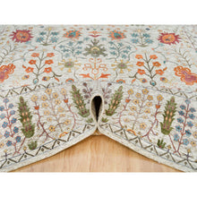 Load image into Gallery viewer, 12&#39;1&quot;x15&#39;4&quot; Taupe, Directional Vase All Over Design, Silk with Textured Wool, Hand Knotted, Oversized Oriental Rug FWR395616