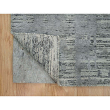 Load image into Gallery viewer, 8&#39;x10&#39; Ash Gray, Hand Spun Undyed, Natural Wool, Modern Criss Cross Erased Design, Hand Knotted, Oriental Square Rug FWR395670