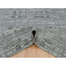 Load image into Gallery viewer, 8&#39;x10&#39; Ash Gray, Hand Spun Undyed, Natural Wool, Modern Criss Cross Erased Design, Hand Knotted, Oriental Square Rug FWR395670