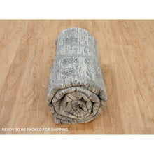 Load image into Gallery viewer, 8&#39;x10&#39; Ash Gray, Hand Spun Undyed, Natural Wool, Modern Criss Cross Erased Design, Hand Knotted, Oriental Square Rug FWR395670