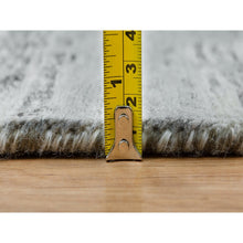 Load image into Gallery viewer, 8&#39;x10&#39; Ash Gray, Hand Spun Undyed, Natural Wool, Modern Criss Cross Erased Design, Hand Knotted, Oriental Square Rug FWR395670