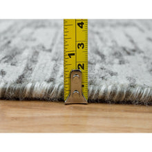 Load image into Gallery viewer, 2&#39;7&quot;x25&#39;6&quot; Ash Gray, Hand Spun Undyed Natural Wool, Hand Knotted, Modern Criss Cross Erased Design, Xl Runner Oriental Rug FWR395736
